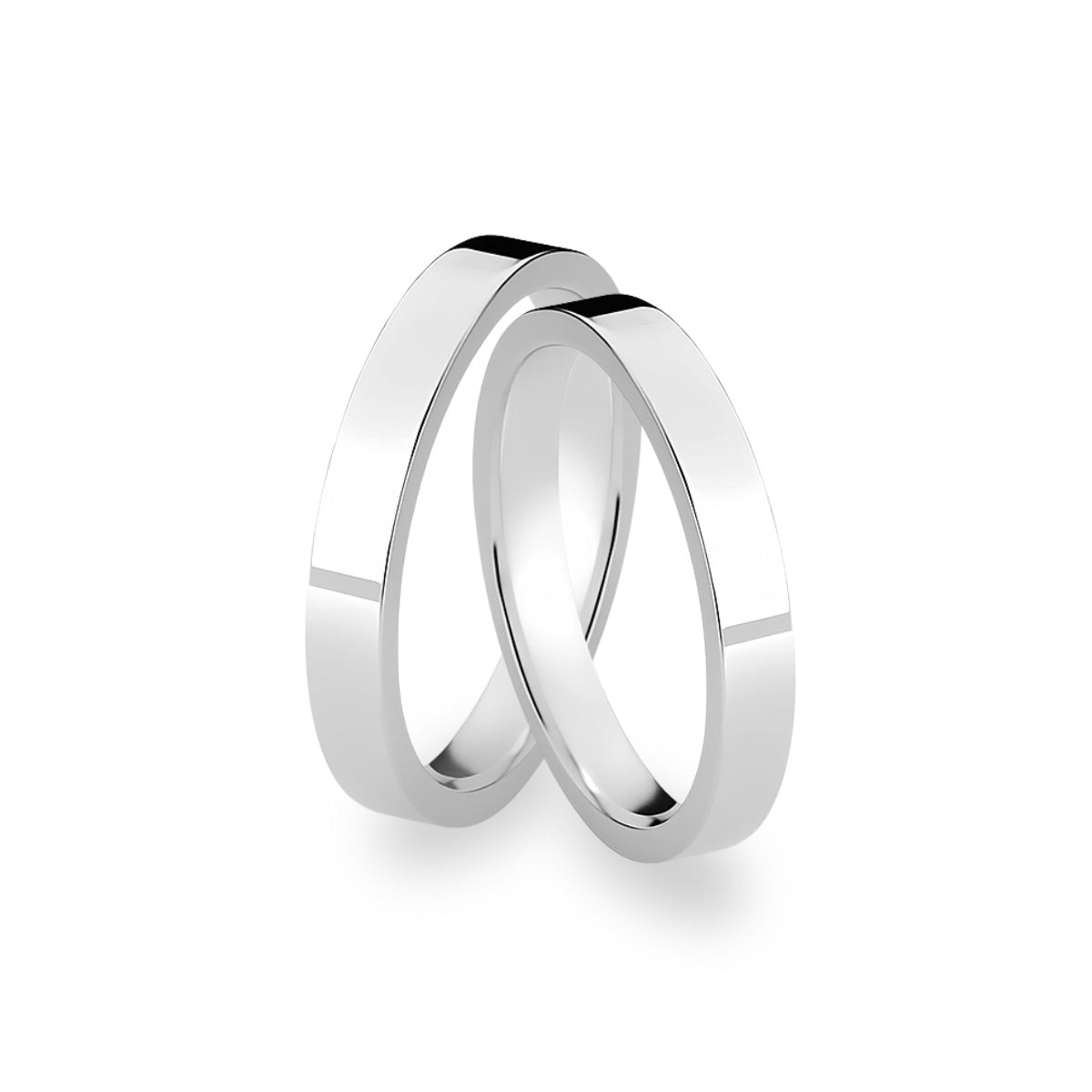 Par de Aliança Prata 950 Quadrada Espelhada 5mm