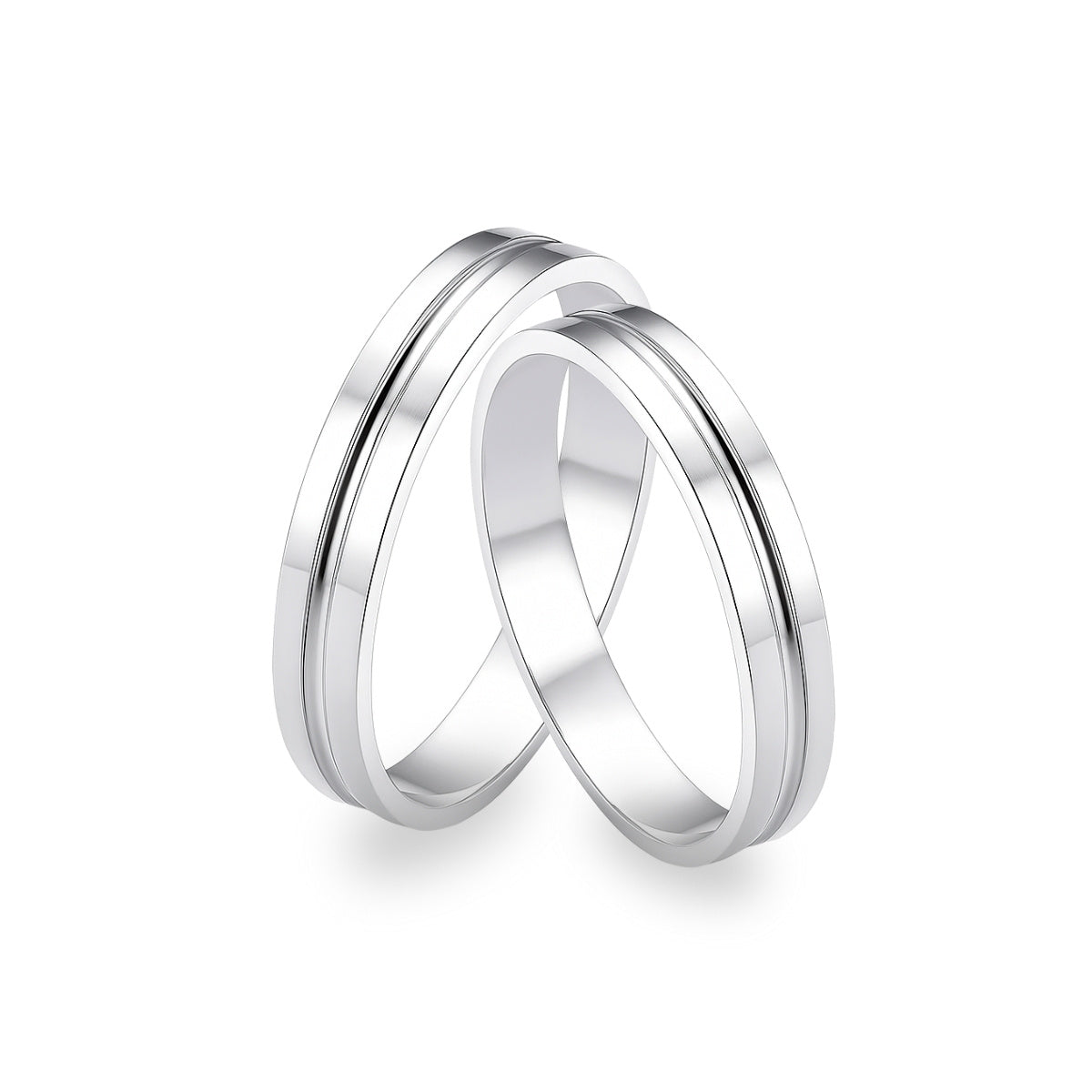 Par de Aliança Prata 950 Quadrada com Friso 3 mm