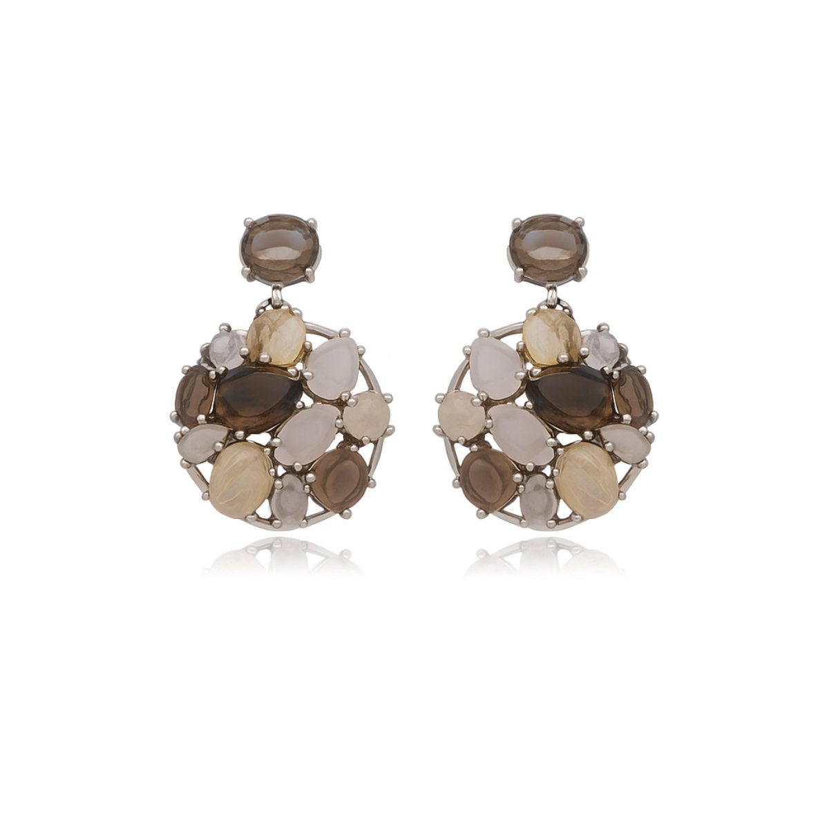 Brinco Pedras Naturais de Prata