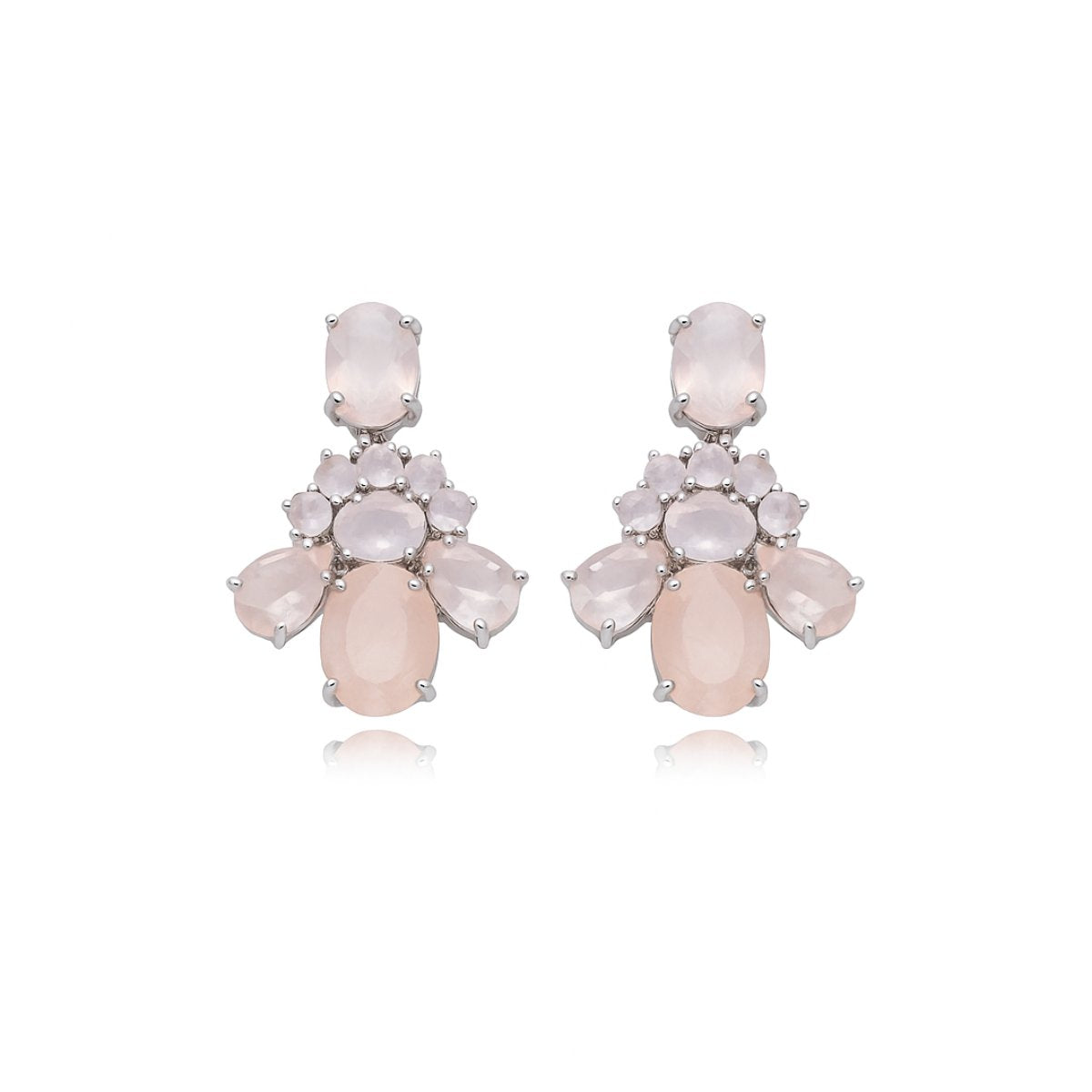 Brinco Quartzo Rosa de Prata