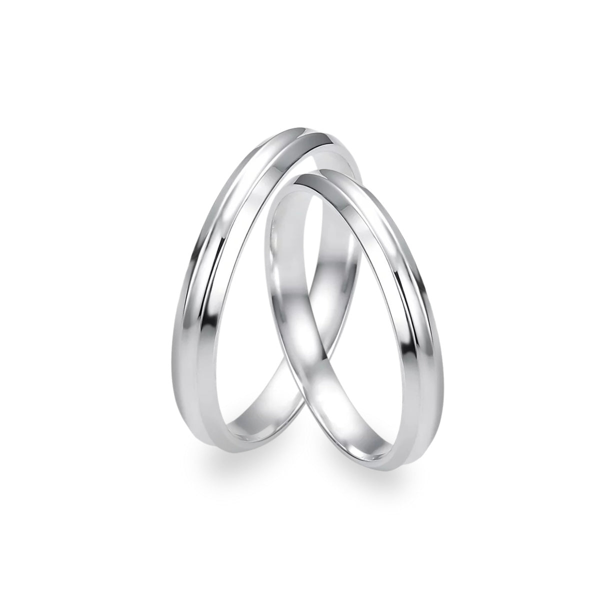 Par de Aliança Prata 950 Tradicional com Friso 4mm