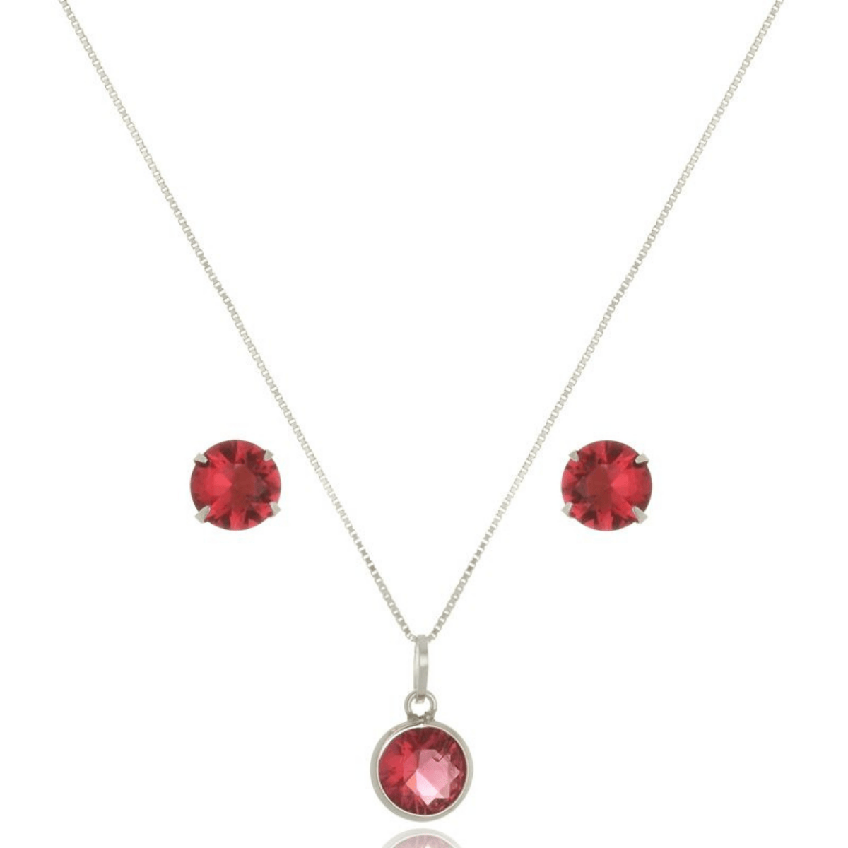 Conjunto Ponto de Luz Vermelho de Prata