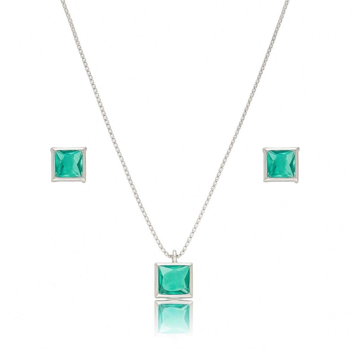 Conjunto Quadrado Turmalina de Prata