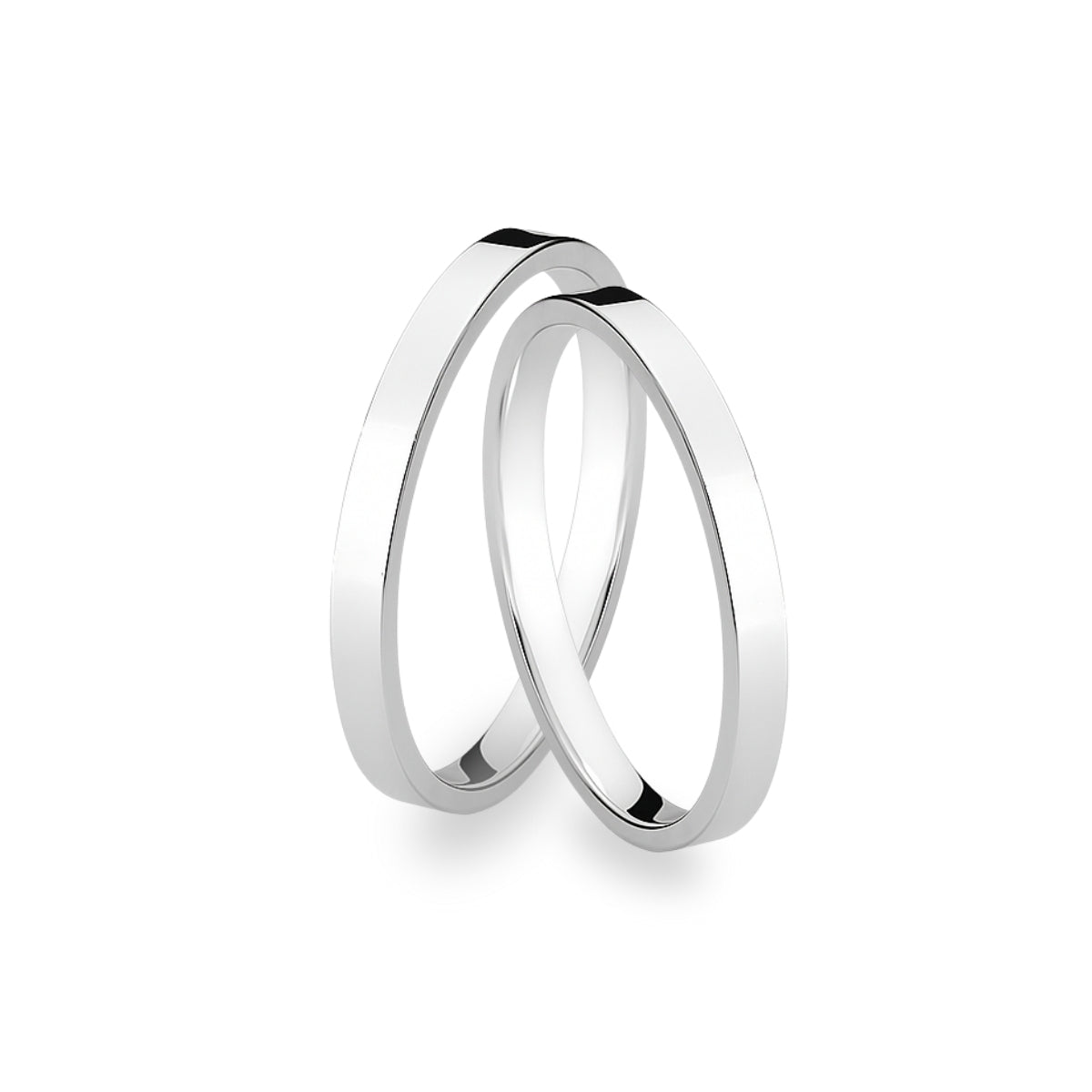 Par de Aliança Prata 950 Quadrada Espelhada 4mm