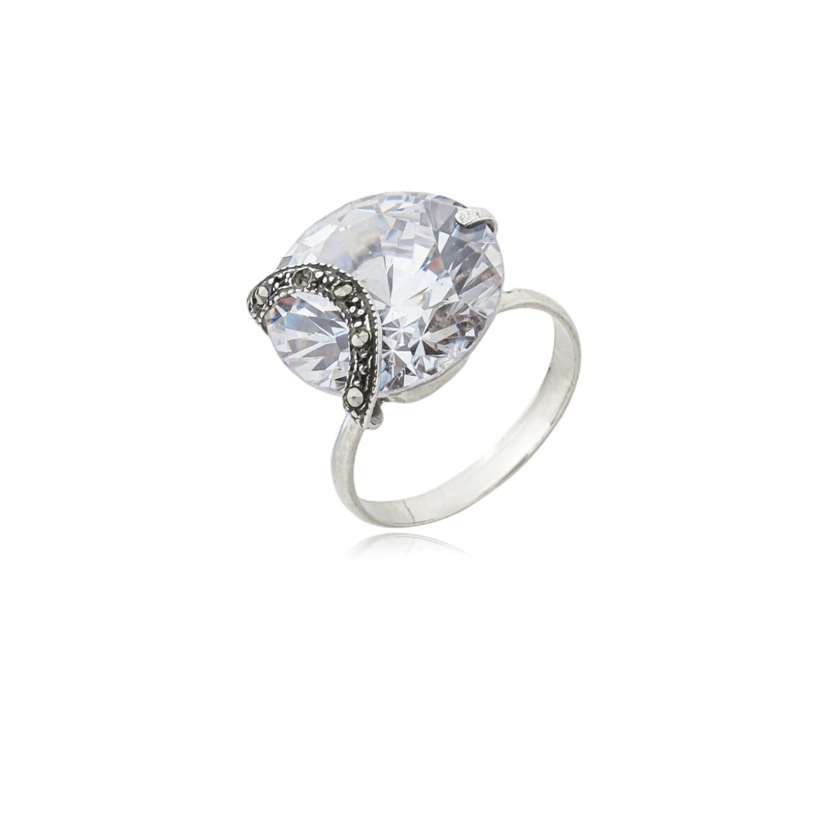 Anel Zircônia com Marcassita de Prata - 24