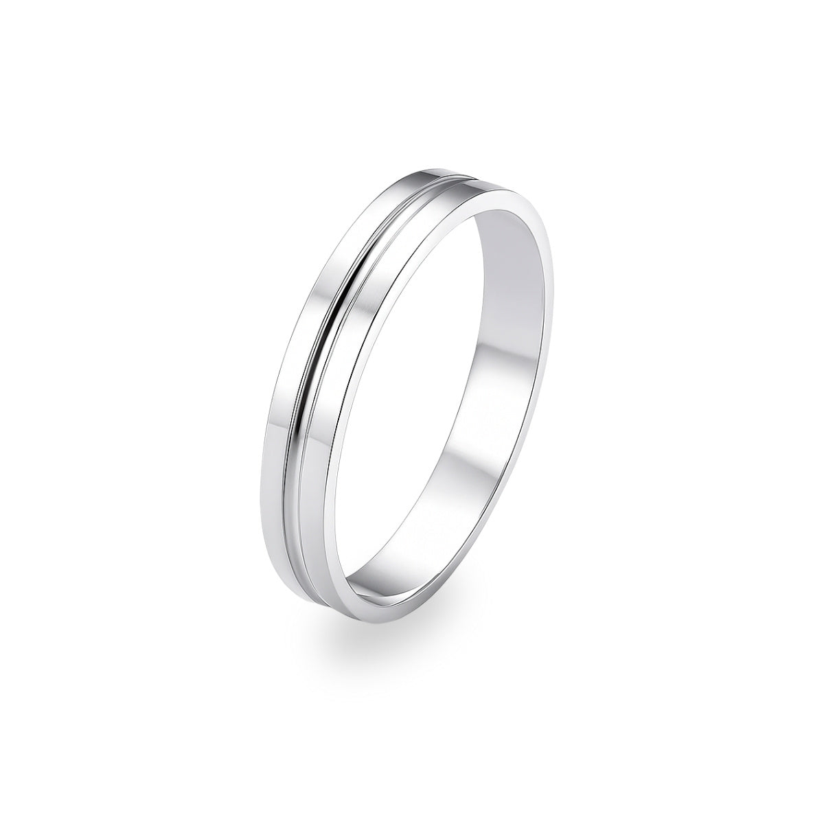Par de Aliança Prata 950 Quadrada com Friso 3 mm